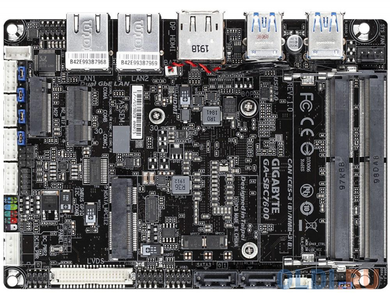 

GA-SBC7600, Intel® Core™ i7-7600U (3.9 GHz), 2xDDR4-2133 SO-DIMM, HDMI+DP+LVDS, 2xSATA3, 1xMSATA, 1xM.2, 2 Ch Audio, 2xGLan, (0+4)xUSB2.0, (4+0)xUSB3.1, SBC, RTL {}