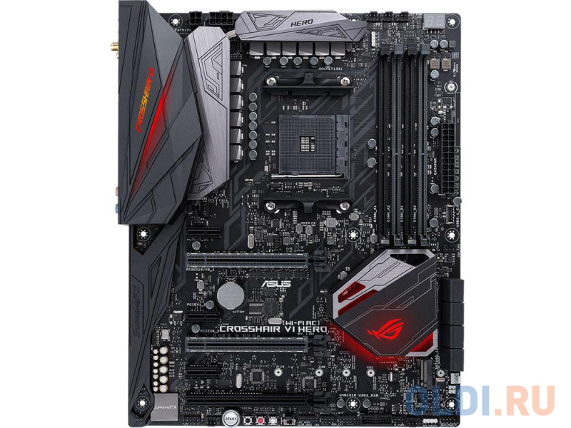 

Мат. плата ASUS ROG CROSSHAIR VI HERO(WI-FI AC) <AMD X370, 4xDDR4, 3xPCI-Ex16, 3xPCI-Ex1, SATA III+RAID, M.2, GBLan, WiFi+Bt, USB3.1, ATX, Retail>