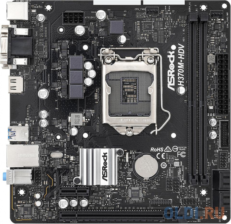 

H370M-HDV, Socket 1151, Intel®H370, 2xDDR4-2666, D-SUB+DVI-D+HDMI, 1xPCI-Ex16, 1xPCI-Ex1, 4xSATA3, 8 Ch Audio, GLan, (4+2)xUSB2.0, (2+2)xUSB3.2, 1xPS/2, mATX, RTL, {20}