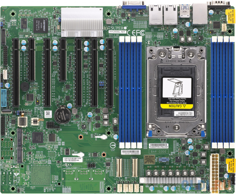 Материнская плата SuperMicro MBD-H12SSL-NT-B ,AMD EPYC (Socket SP3), 8xDDR4, 16xSATA (or 4xNVMe), 2xM.2, 2xDOM, 2x10GbE (Broadcom BCM57416), IPMI, 5xPCI-Ex16 + 2xPCI-Ex8, Video port от OLDI