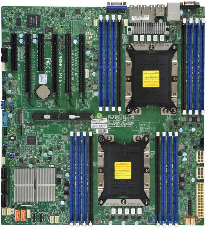 Материнская плата Supermicro MBD-X11DPI-N-B supermicro motherboard 2xcpu x12dpl nt6 3rd gen xeon scalable tdp 185w 8xdimm 12xsata c621a raid 0 1 5 10 2x10gb 4xpciex16 m 2