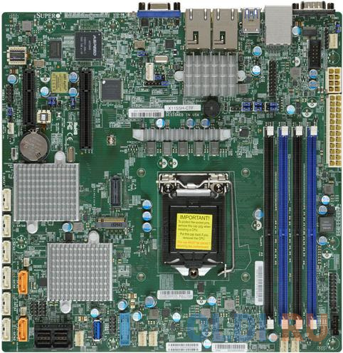 

Плата материнская SuperMicro MB Single socket H4 (LGA 1151)Up to 64GB/1 PCI-E 3.0 x8, 1 PCI-E 3.0 x2/Dual 10GBase-T LAN/8 SATA3
