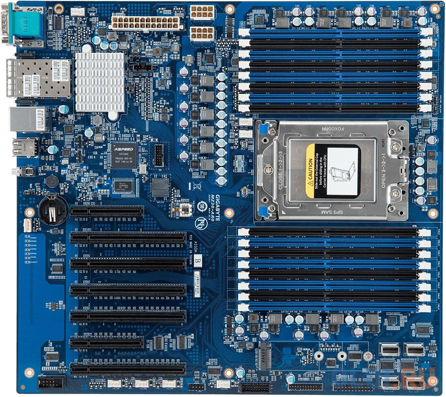 MZ31-AR0 (rev 2.x) AMD EPYC™ 7002 series, 16 x DIMM, 2 x 10Gb/s SFP LAN ports (Broadcom® BCM57810S), 4 x PCIEx16, 3xPCIEx8, 1xM.2, AST2500