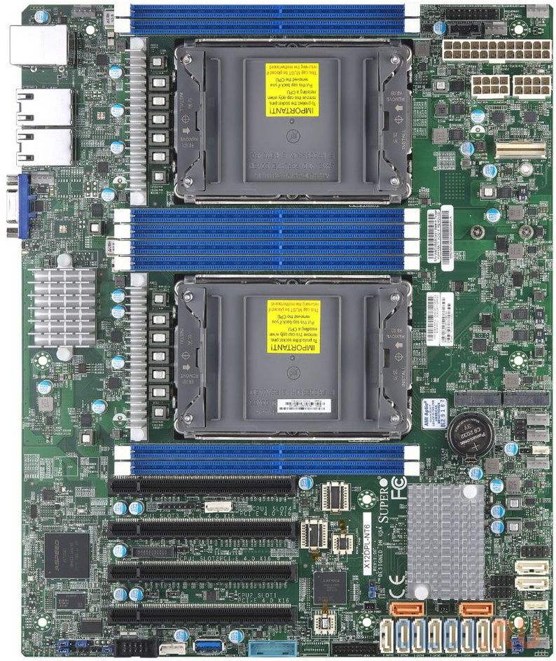 Supermicro Motherboard 2xCPU X12DPL-NT6 3rd Gen Xeon Scalable TDP 185W/8xDIMM/ 12XSATA/ C621A RAID 0/1/5/10/2x10Gb/4xPCIex16/M.2 MBD-X12DPL-NT6-O - фото 1