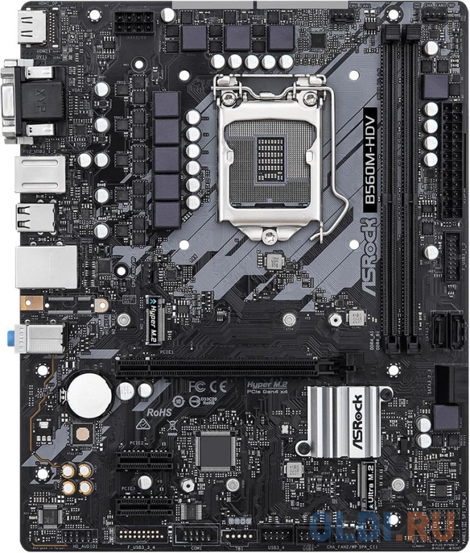 

Материнская плата Asrock B560M-HDV R2.0, LGA1200, Intel B560, mATX, BOX Soc-1200 Intel B560 2xDDR4 mATX AC`97 8ch(7.1) GbLAN+VGA+DVI+HDMI