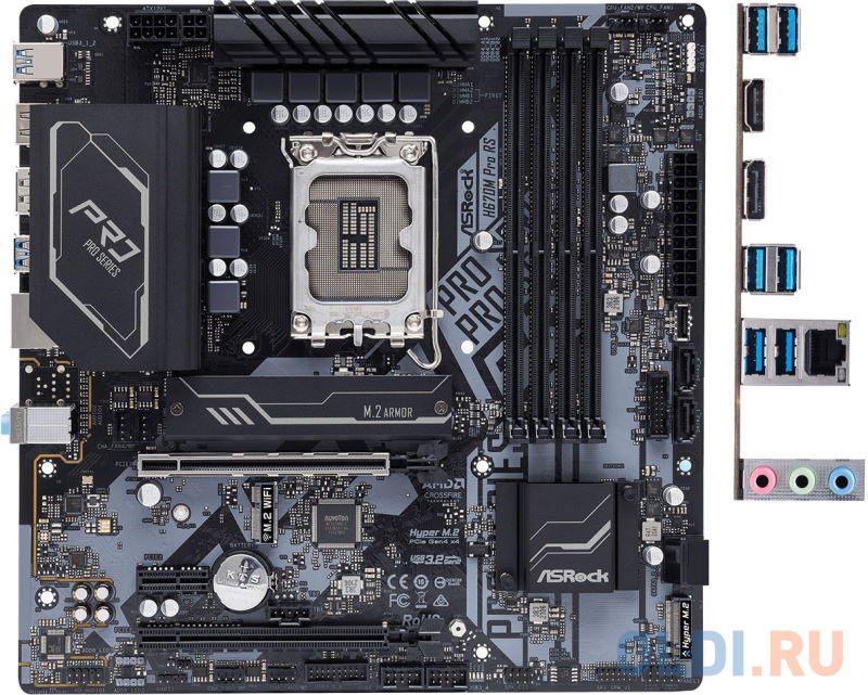 Материнская плата ASRock H670M PRO RS материнская плата asrock h310cm dvs s1151v2 ih310 2xddr4 pci ex16 pci ex1 d sub dvi sata iii gb lan usb3 0 matx retail