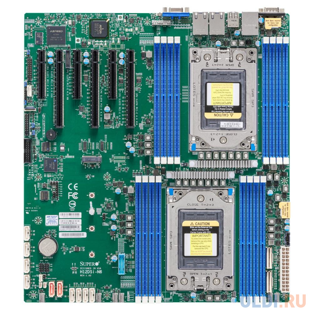 Материнская плата SuperMicro MBD-H12DSI-N6-B Dual AMD EPYC™ 7003/7002 Series Processors, 4TB Registered ECC DDR4 3200MHz SDRAM in 16 DIMMs, 10 SATA3,