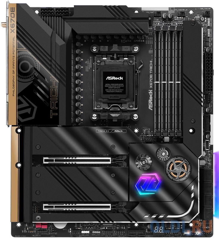 

X670E TAICHI, Socket AM5, AMD X670, 4xDDR5-4800, HDMI, 2xPCI-Ex16, 8xSATA3, 4xM.2, 6 Ch Audio, 1x2.5GLan, WiFi, (4+4)xUSB2.0, (8+4)xUSB3.2, (0+1)xUSB3