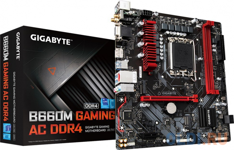 GIGABYTE B660M GAMING AC DDR4, LGA1700, B660, 2*DDR4, D-Sub+HDMI,  4 SATA 6 Гб/с, M2, Audio, Gb LAN, USB 3.2, USB 2.0, Type C, mATX фото