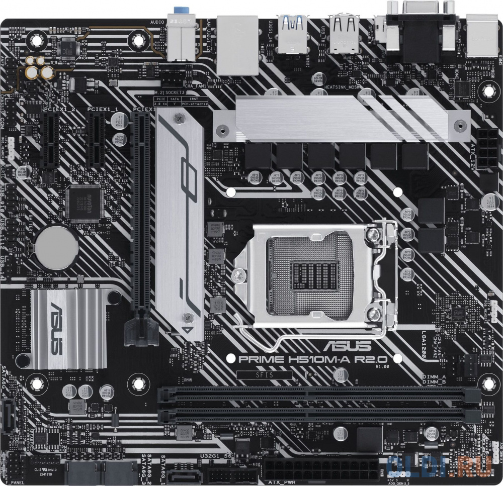 Материнская плата Asus PRIME H510M-A R2.0 Soc-1200 Intel H470 2xDDR4 mATX AC`97 8ch(7.1) GbLAN+VGA+HDMI+DP материнская плата asus prime h310m r r2 0