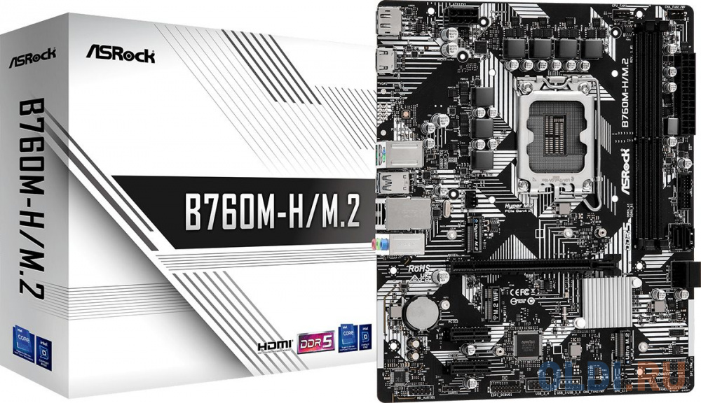   Asrock B760M-H/M.2 Soc-1700 Intel B760 2xDDR5 mATX AC`97 8ch(7.1) GbLAN RAID+HDMI+DP