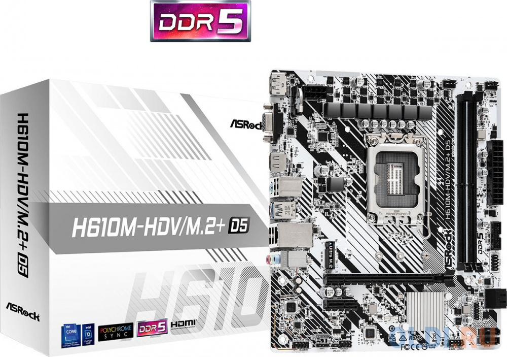   Asrock H610M-HDV/M.2+ D5 Soc-1700 Intel H610 2xDDR5 mATX AC`97 8ch(7.1) GbLAN+VGA+HDMI+DP
