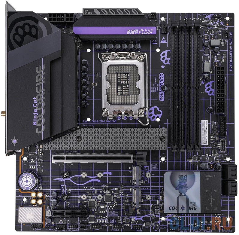 

Материнская плата Colorful COLORFIRE B760M-MEOW WIFI D5 PURPLE Z760 LGA1700 4xDDR5 1xPCIEx16 1xPCIEx4 3xM.2 2xTypeC 3xUSB3.2Gen1 5xUSB2.0 4xSATA3.0 2.