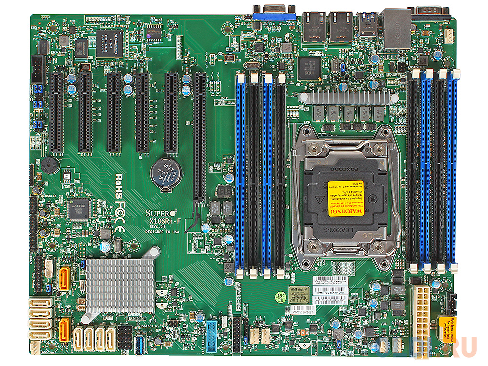 Мат плата Supermicro MBD-X10SRI-F-O 1xLGA2011-3, C612, Xeon E5-2600v3/E5-1600v3 up to 145W, ATX, 8xDIMM DDR4(up to 256GB RDIMM), 1x PCI-E 3.0x16, 5xPC - фото 2