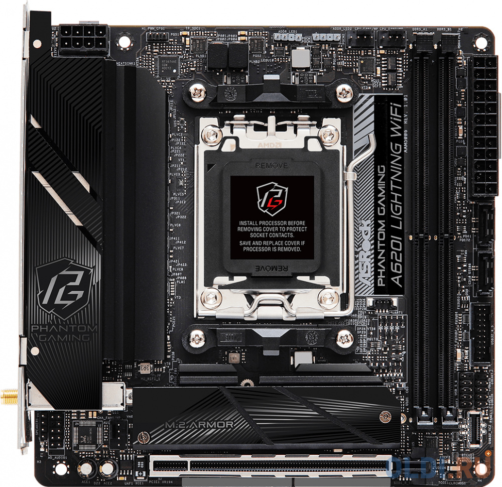 ASROCK A620I LIGHTNING WIFI, AM5, A620, 2*DDR5, 2*SATA, 2*M.2, 3*USB 3.2, 2*USB 2.0, Type-C, 1*PCIx16, 1*M.2 (Key E), HDMI, mITX - A620I LIGHTNING WIFI