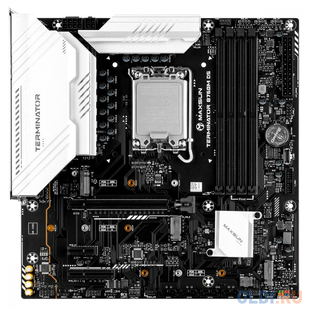 Материнская плата Maxsun MS-Terminator B760M D5 B760, LGA1700, 4*DDR5, 1*PCIEx16, 1*PCIEx4, 3*M.2, 1*TypeC, 4*USB3.2Gen1, 8*USB2.0, 4*SATA3.0, 2.5G, D - 6940709696354