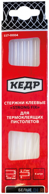 

СТЕРЖНИ СМЕННЫЕ С КЛЕЕМ 11,2 ММ*20 СМ (БЕЛЫЙ) УПАК. 6 ШТ. (1/120) "КЕДР" 117-0005