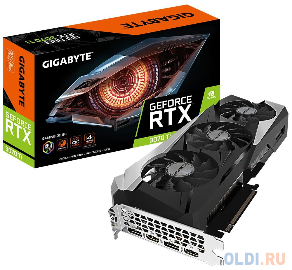 Видеокарта Gigabyte PCI-E 4.0 GV-N307TGAMING OC-8GD NVIDIA GeForce RTX 3070TI 8192Mb 256 GDDR6X 1830/19000/HDMIx2/DPx2/HDCP Ret от OLDI