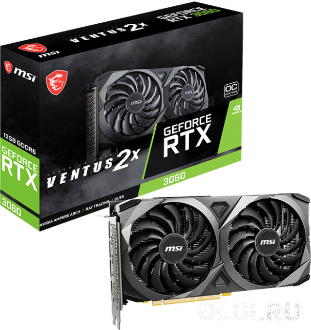 Видеокарта MSI nVidia GeForce RTX 3060 VENTUS 2X OC 12288Mb RTX 3060 VENTUS 2X 12G OC фото