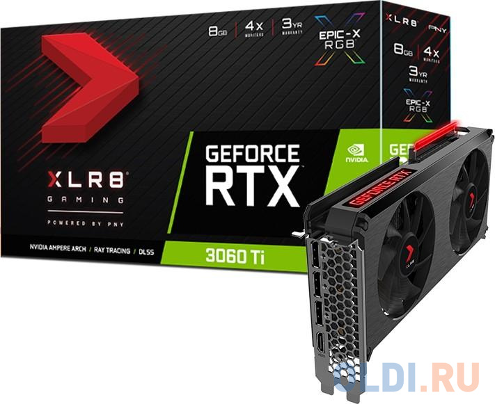 Видеокарта PNY nVidia GeForce RTX 3060 Ti XLR8 Gaming REVEL EPIC-X RGB LHR 8192Mb VCG3060T8LDFXPPB от OLDI