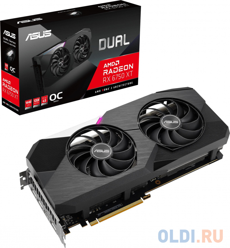 Видеокарта ASUS Radeon RX 6750 XT Dual OC 12288Mb фото