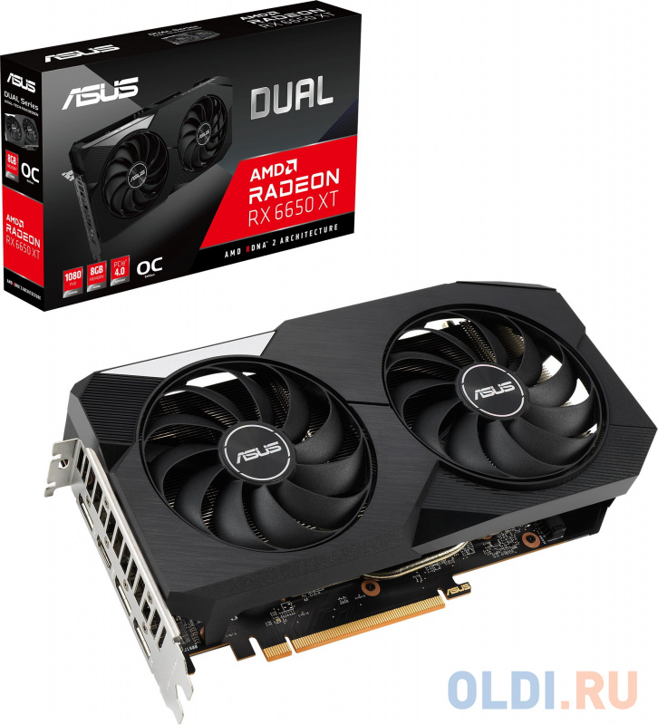 Видеокарта Asus PCI-E 4.0 DUAL-RX6650XT-O8G AMD Radeon RX 6650XT 8192Mb 128 GDDR6 2447/17500 HDMIx1 DPx3 HDCP Ret фото