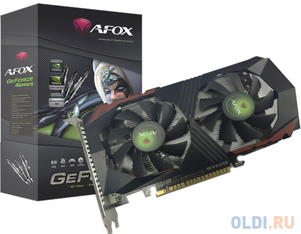 Видеокарта Afox GeForce GTX 750 Ti AF750TI-4096D5H1-V2 4096Mb видеокарта pci e 16x afox geforce gt730 1gb ddr3 128bit dvi hdmi vga lp single fan
