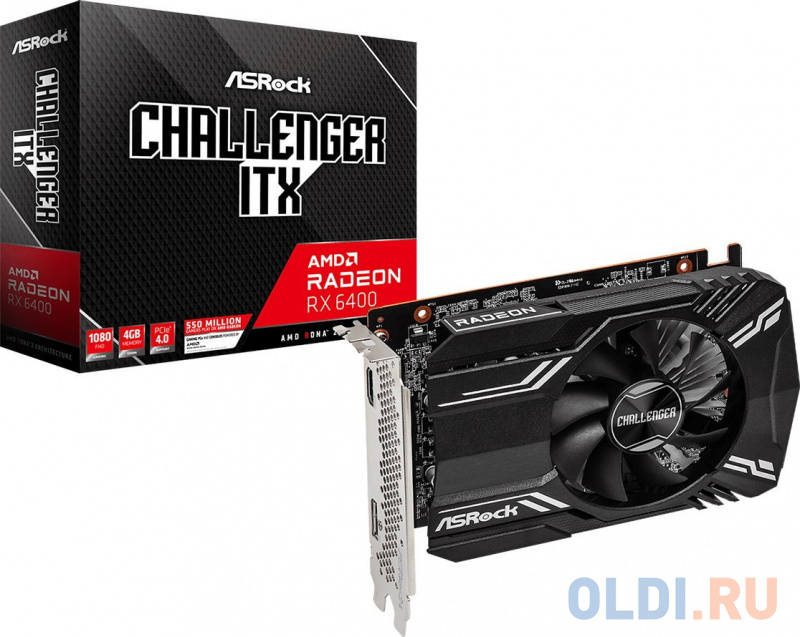 ASROCK Radeon RX 6400 Challenger ITX 4G, 1*DP, 1*HDMI, FAN 1; 90-GA3CZZ-00UANF фото