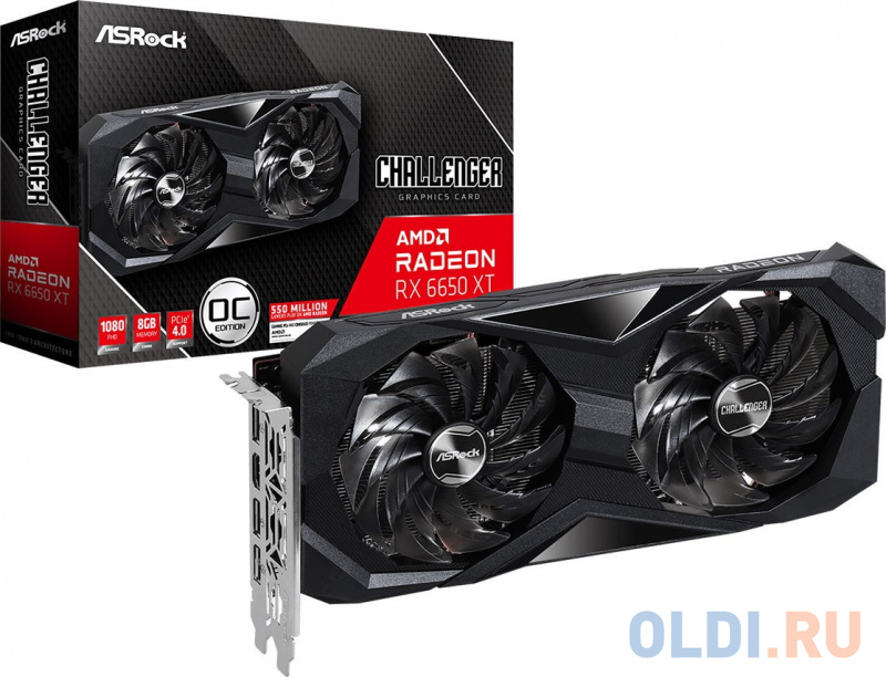 ASROCK Radeon RX 6650 XT Challenger D 8G OC, 3*DP, 1*HDMI, FAN 2; 90-GA3RZZ-00UANF фото