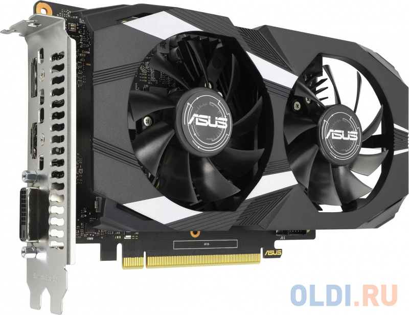 Видеокарта Asus PCI-E DUAL-GTX1650-O4GD6-P-V2 NVIDIA GeForce GTX 1650 4096Mb 128 GDDR6 1620/12000 DVIx1 HDMIx1 DPx1 HDCP Ret фото