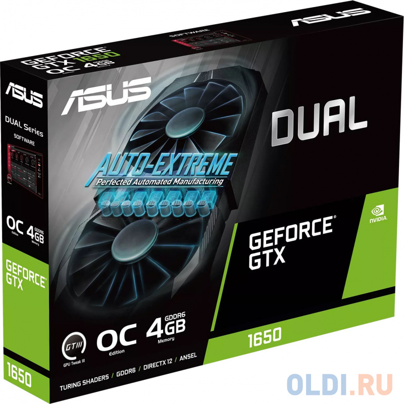 Видеокарта Asus PCI-E DUAL-GTX1650-O4GD6-P-V2 NVIDIA GeForce GTX 1650 4096Mb 128 GDDR6 1620/12000 DVIx1 HDMIx1 DPx1 HDCP Ret фото