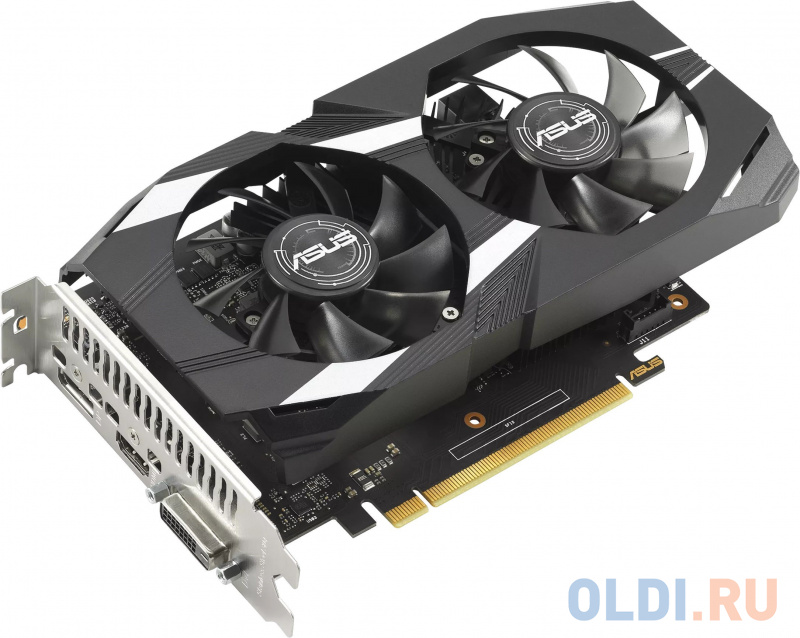 Видеокарта Asus PCI-E DUAL-GTX1650-O4GD6-P-V2 NVIDIA GeForce GTX 1650 4096Mb 128 GDDR6 1620/12000 DVIx1 HDMIx1 DPx1 HDCP Ret фото