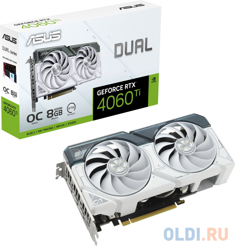 Видеокарта ASUS nVidia GeForce RTX 4060 Ti Dual White OC 8GB 8192Mb фото