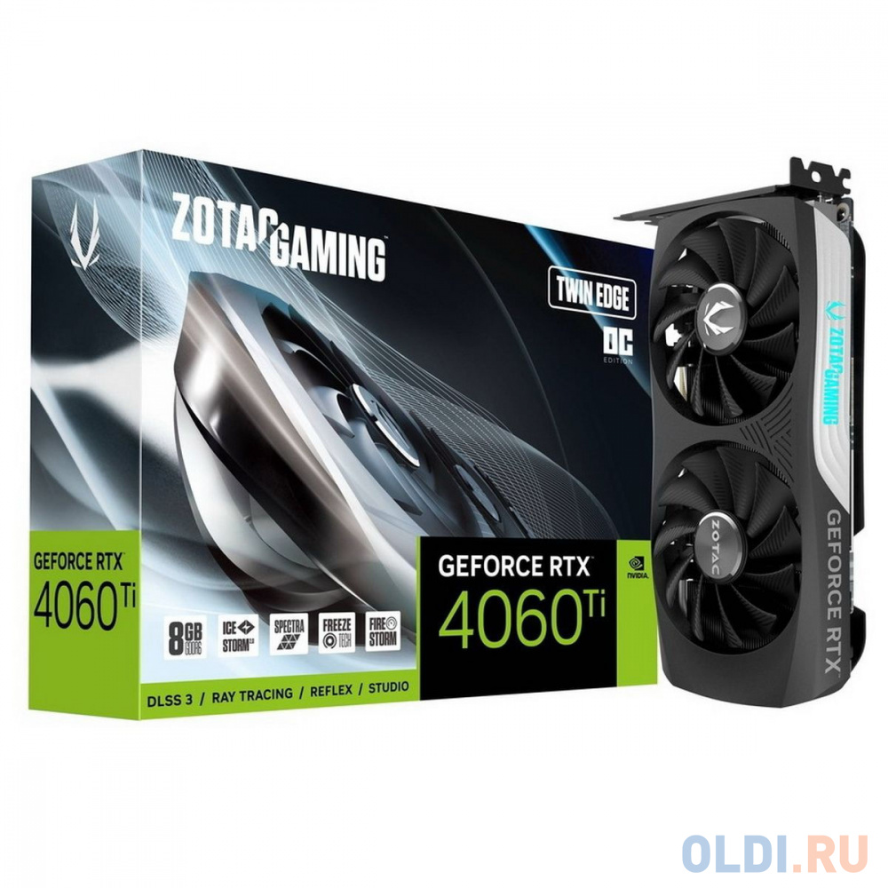 Видеокарта Zotac RTX4060Ti 8GB TWIN EDGE OC GDDR6 128bit 3xDP HDMI 2FAN Medium Pack