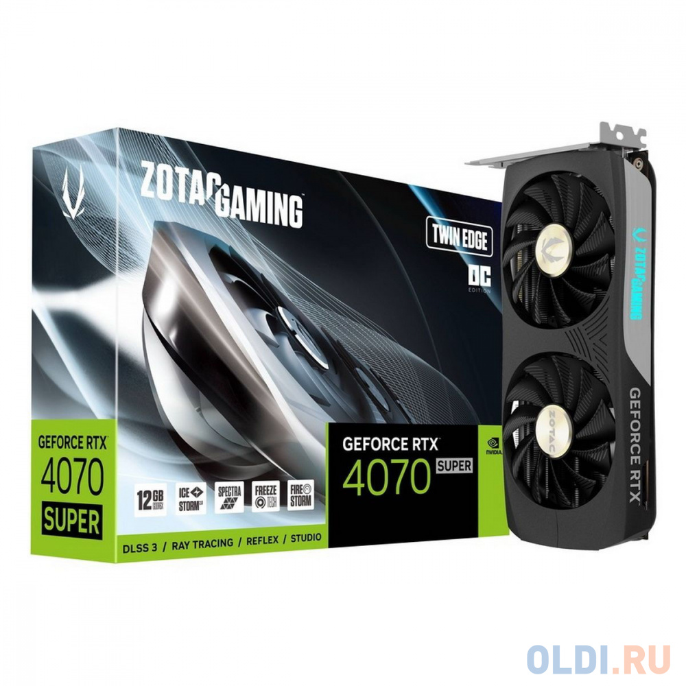 

Видеокарта Zotac RTX4070 SUPER TWIN EDGE OC 12GB GDDR6X 192bit 3xDP HDMI 2FAN Medium Pack