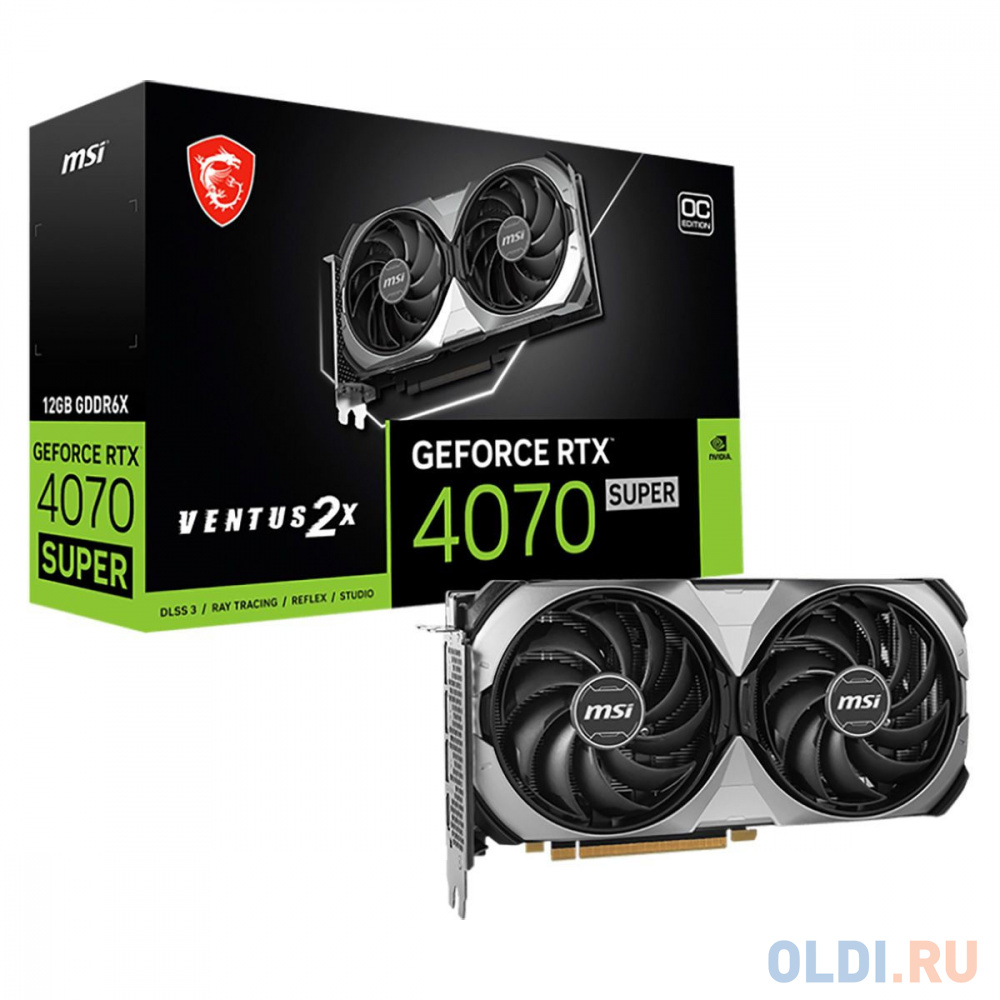 Видеокарта MSI NVIDIA  GeForce RTX 4070 Super RTX 4070 SUPER 12G VENTUS 2X OC 12ГБ Ventus 2X, GDDR6X, OC,  Ret