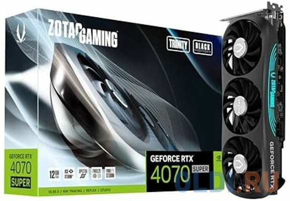 Видеокарта  RTX4070 SUPER TRINITY BLACK ED 12GB GDDR6X 192bit 3xDP HDMI 3FAN Premium Pack