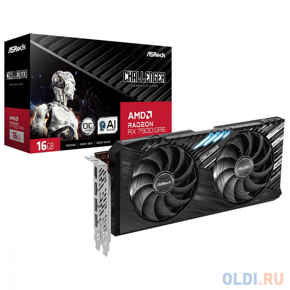 Видеокарта Asrock PCI-E 4.0 RX7900GRE CL 16GO AMD Radeon RX 7900GRE 16Gb 256bit GDDR6 1972/18000 HDMIx1 DPx3 HDCP Ret