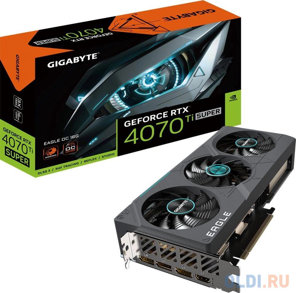 

Видеокарта Gigabyte RTX4070Ti SUPER EAGLE OC 16GB GDDR6X 256-bit DPx3 HDMI 3FAN RTL