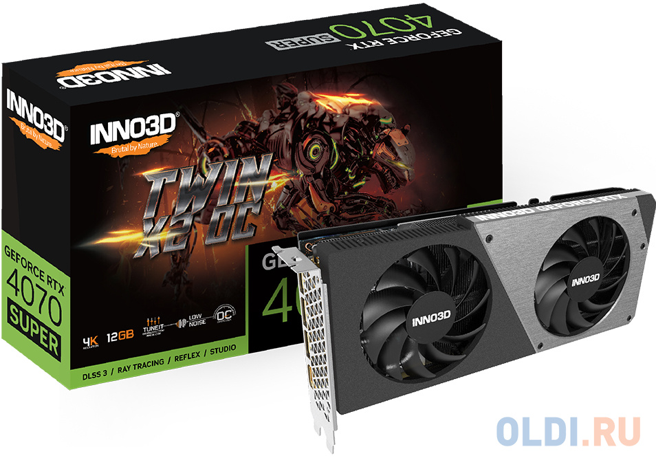 

Видеокарта INNO3D RTX4070 SUPER TWIN X2 OC 12GB GDDR6X 192bit 3xDP HDMI 2FAN