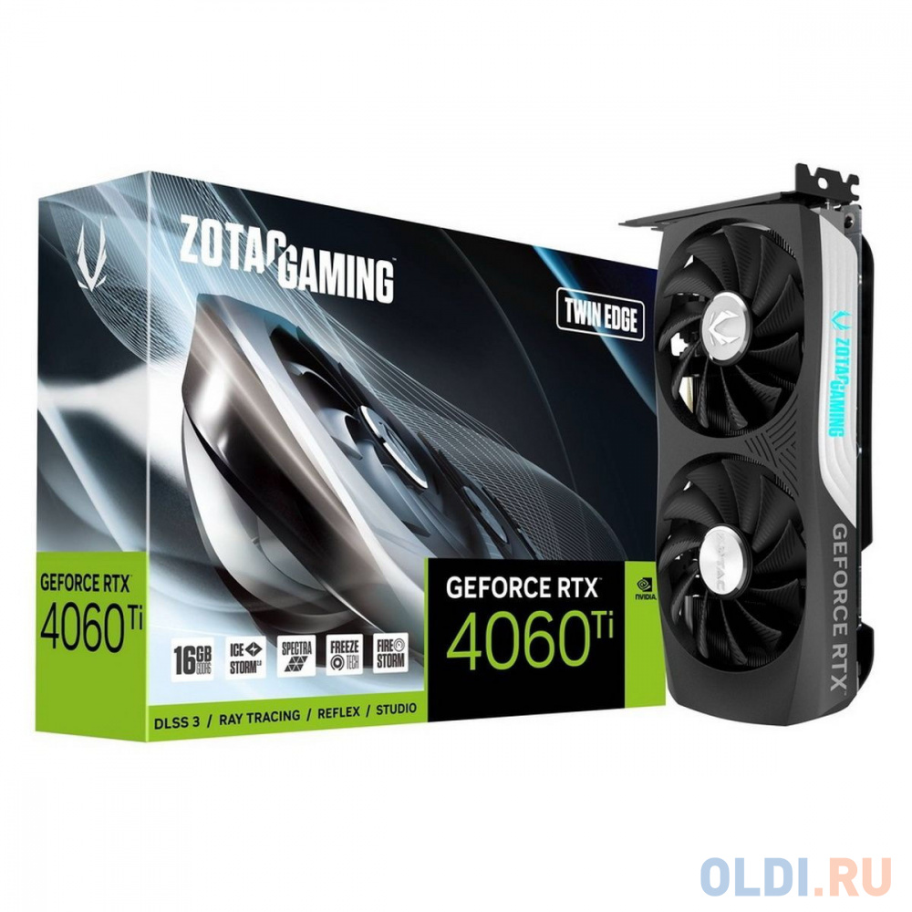 Видеокарта Zotac RTX4060Ti 16GB TWIN EDGE GDDR6 128bit 3xDP HDMI 2FAN Medium Pack