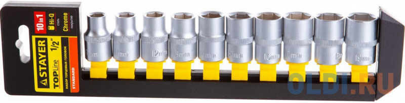

STAYER RSS 10L, 10 предм., (1/2), набор торцовых головок (27755-H10)