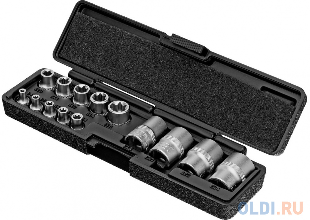 

Набор головок TORX, 14 предметов, 1/4, 3/8, 1/2 // Stels