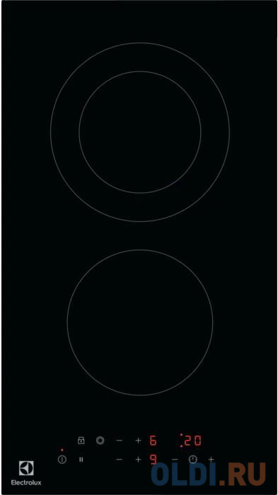 

Домино ELECTROLUX/ Электрическая стеклокерамическая варочная поверхность, цвет: Черный, таймер для каждой зоны нагрева, без рамки