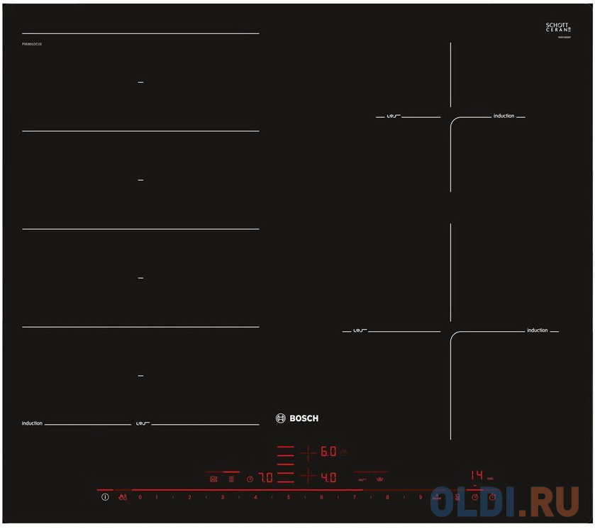 Варочная панель индукционная Bosch PXE601DC1E черный