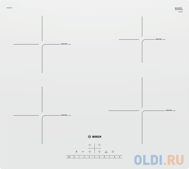 Варочная панель индукционная Bosch PUE612FF1J белый варочная панель индукционная bosch pug611aa5d