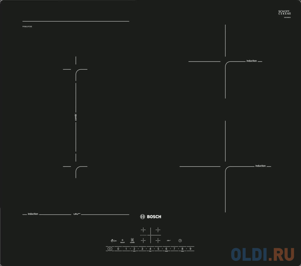 

Индукционная варочная поверхность Bosch PVS611FC5Z черный