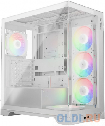   XPG INVADER X WHITE (INVADERXMT-WHCWW) Mid-Tower Gaming ATX PC Case with Panoramic View, Tempered Glass Panels, and RGB Lighting Black   