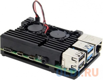  RA458  ACD Black Metal Aluminum Case with double Fans for Raspberry Pi 3B/3B+ (RASP2244)  