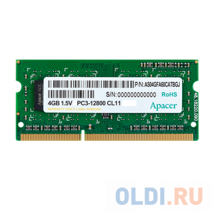      Apacer AS04GFA60CATBGC SO-DIMM 4Gb DDR3 1600 MHz AS04GFA60CATBGC  